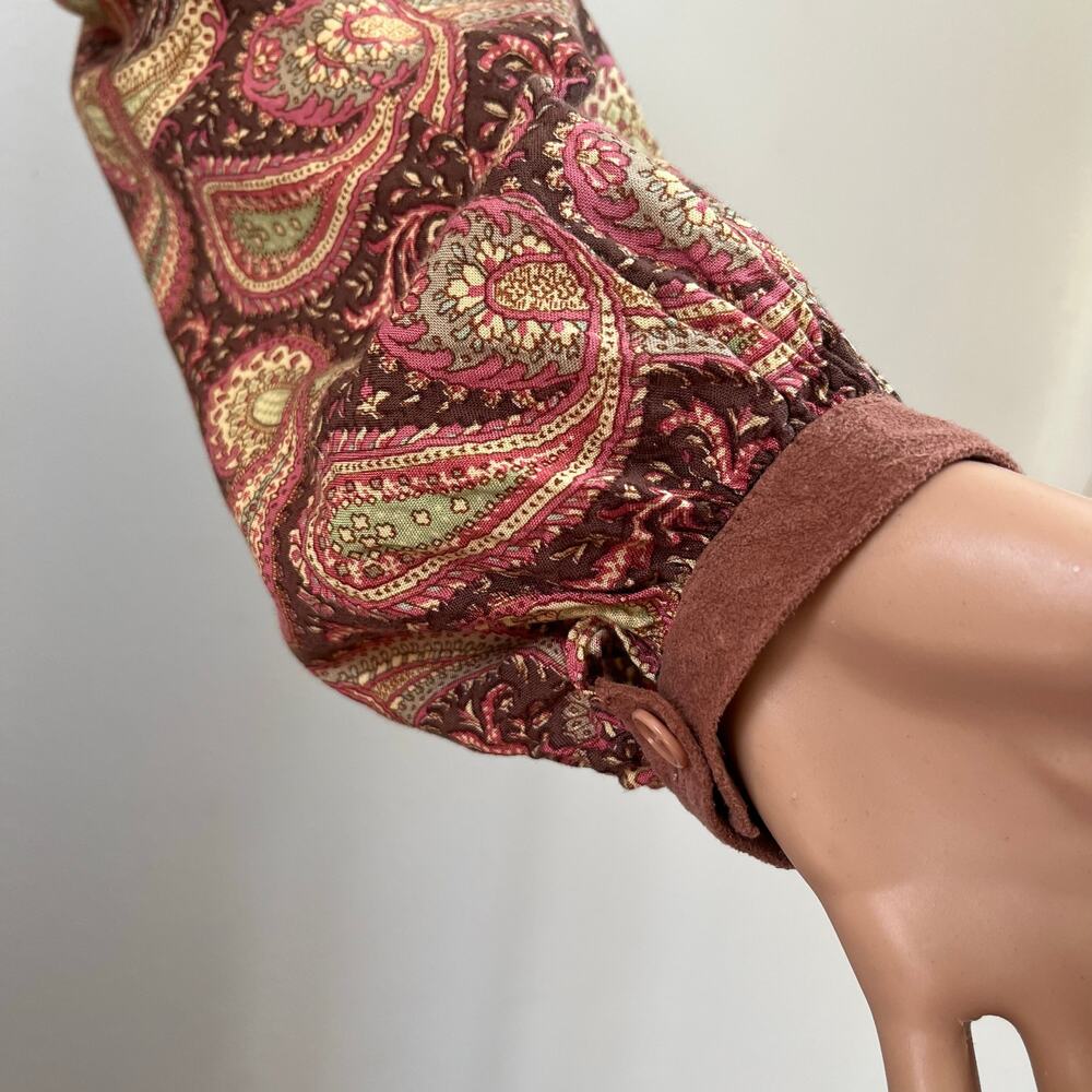 Vintage 70s / 80s‎ Paisley Dress Brown Red Midi // Size Medium - Picture 4 of 8